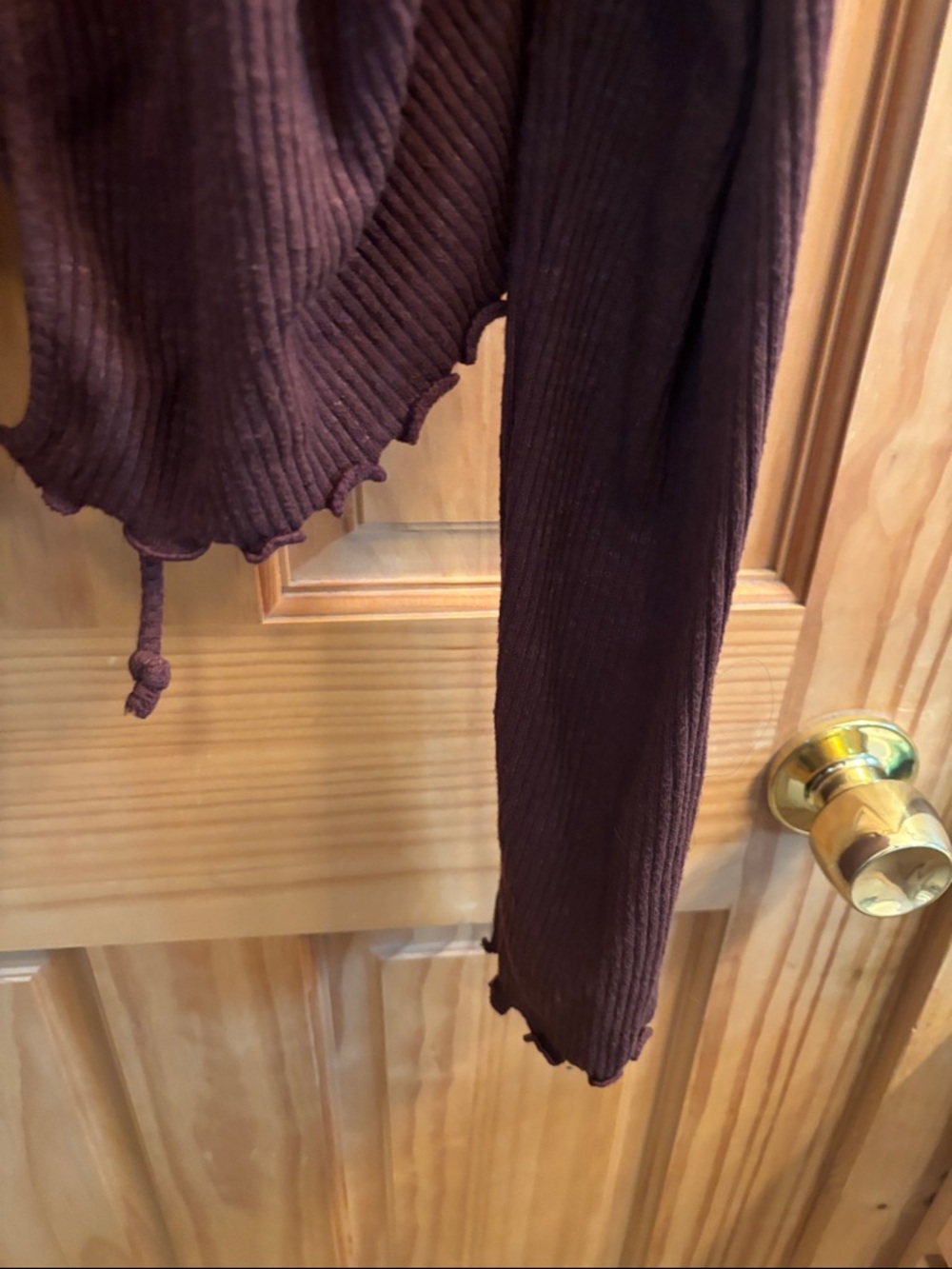 Tie-Front Ribbed Cardigan Sweater - Brown - Picture 7 of 10